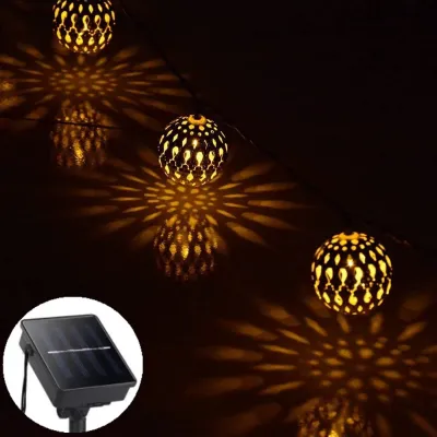 OSQ 20LED Solar Powered Moroccan Ball String Light Solar Christmas Light for Home Decoration