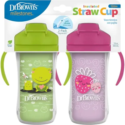 Dr. Brown’s Milestones Insulated Straw Cup 10oz/300ml - 2pk (4 Colors) | 12M+