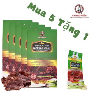 5 hộp tặng 1 khô trâu vị sả buffalo jerky lemongrass Quang Hiển đậm đà hương vị tự nhiên hộp 100gr