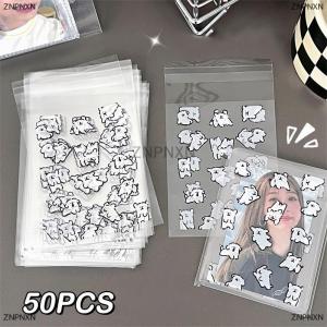 [COD] ZNPNXN 50PCS Transparent Self-adhesive Packing Storage Bag Cute Cartoon Dog Photocard Holder Card Cover Protector Photo Film Protector