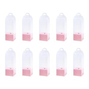 10Pieces Portable PVC Single Rose Flower Box Floral Display Case With Handles For Dried Flower And Party Decorations