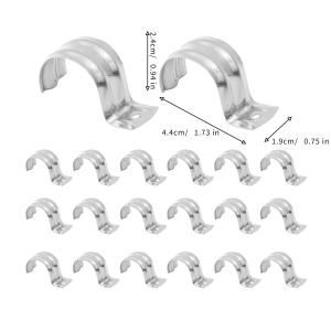 60Pcs 304 Stainless Steel Heavy Duty Pipe Saddle Clamps U-Shaped Pipe Clamps Saddle Clamps Two Hole Strap Tension Clips