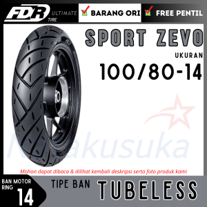 FDR Ban Motor Sport Zevo 100/80-14 Tubeless TL Ban Motor Metic Free Pentil