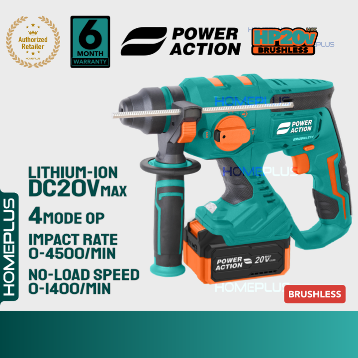 Homeplus Power Action BRH20 20V Cordless Rotary Hammer Drill Chisel