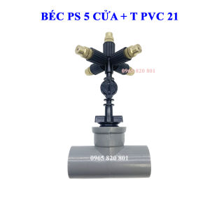 Béc phun sương 5 hướng đầu đồng kèm T ống pvc21