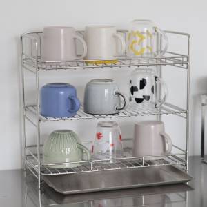 💟SOLUTION65💟 SS304 Dish Drying Rack Dish Drain Rack Bowl Holder Plate Holders Cup Holders Cup Stands Cups Storage Rack Kitchen Organizer Rack Kitchen Countertop Drain Rack Dish Organizer Storage Rack Stainless Steel Dish Rack Dish Holders Dish Stands
