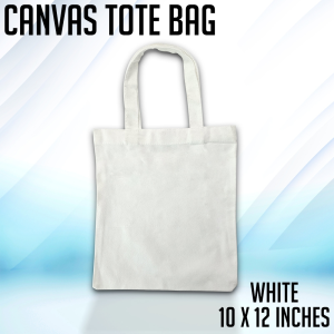 WPS White Multi Purpose Canvas Tote Bag Flat Plain Design