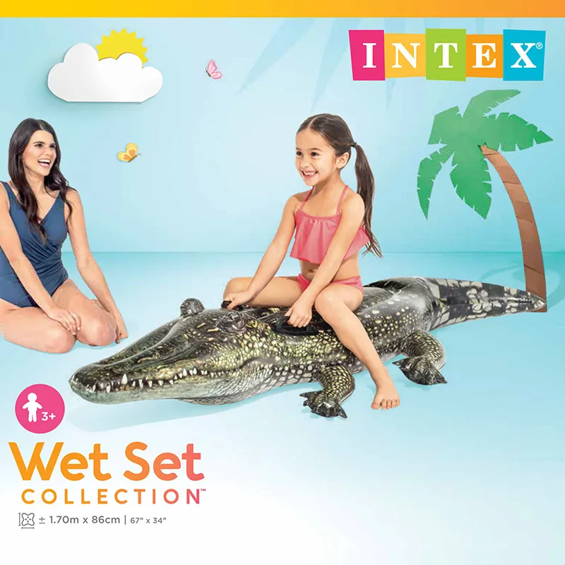 INTEX-Inflatable Giant Gator Ride-On Float Crocodile Swimming Pool