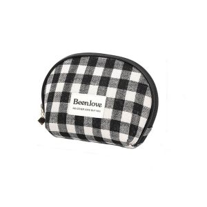 YISHA with Zipper Semicircle Cosmetic Storage Bag Large Capacity Lattice Handheld  Makeup Bag Fashion Mini Toiletries Bag Business Travel