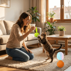 OUTOPEN 2PCS Funny Pet Bouncy Ball Toy Squeaky Bite Resistant Squeaky Rolling Ball Creative Cat Catching Ball Cat Toy Ball Indoor Outdoor