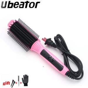Máy duỗi tóc 2 trong 1 lược chải tóc máy uốn tóc chuyên nghiệp màu trắng hồng đỏ máy uốn tóc điện máy làm thẳng tóc nhanh chóng.