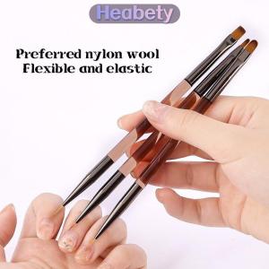 Heabety 3 pcs làm móng tay bàn chải kép sử dụng gel Gradient bàn chải siêu mỏng Dòng vẽ bút kép kết thúc móng tay nghệ thuật Thiết kế công cụ vẽ