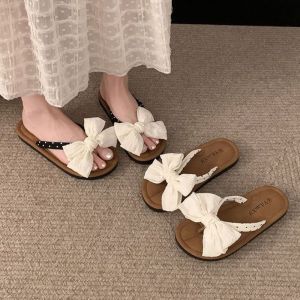 XINSU38 PVC Bowknot Flip Flops Soft Sole Dot Slides Sandals All Match Anti Slip Beach Slippers for Women Summer