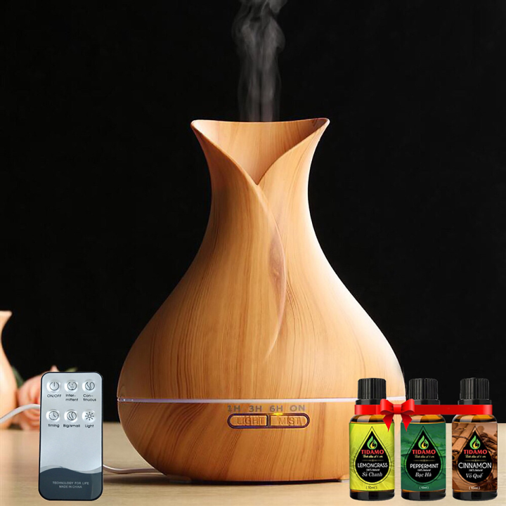 Máy Xông Tinh Dầu Tặng 3 Tinh Dầu Sả Chanh + Bạc Hà + Quế. Máy Khuếch ...