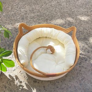 Coarse Rattan Cat Bed All-Season Summer Woven Cat Supplies Sleeping Mat Dog Bed SummerBed