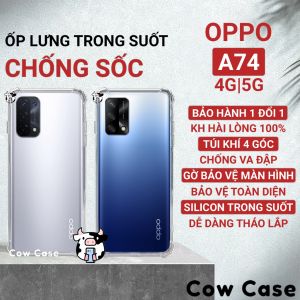 Ốp lưng Oppo A74 4G|5G chống sốc silicon dẻo trong Cowcase | Vỏ điện thoại Oppo bảo vệ camera toàn diện