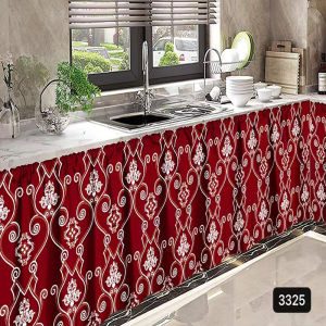 6Pcs Curtain For Lababo Kitchen 100*70cm Kurtina Pang Lababo Kitchen Curtains Lababo Set Cabinet Curtain Cortina Sa Lababo