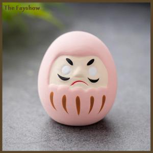 [The Fayshow] Japanese Ceramic Daruma Statue Daruma Tumbler Crafts Lucky Fortune Ornament Landscape Daruma Doll Fengshui Home Decor Gift