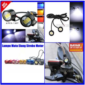Lampu Mata Elang Strobo 3 LED KUNING Isi 2pcs Kedap Kedip Termasuk Bracket Bisa Untuk Motor Mobil