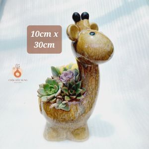 Chậu men Bình Dương - Hươu con mũm mĩm miệng chậu 10cm chiều cao 30cm