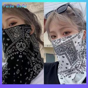 [Feibe Befei] Mặt nạ chống nắng mùa hè mới nam và nữ treo Tai Chống tia cực tím nửa mặt bảo vệ cổ lái xe Băng mặt nạ lụa mặt sợi mỏng