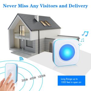 DAYTECH DB16 Wireless Loceng Rumah - Jarak 300M Bertahan Air IP55 Isyarat LED Berkelip 36 Bunyi Ringtone 0 - 110dB Sesuai Rumah / Kedai / Jagaan Orang Tua / Orang Tuli - Plug UK
