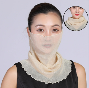 Liontin Mutiara Organza Leher Kerah Sifon Syal Renda Mutiara Syal Fashion Cetak Mengkilap Syal Pakaian wanita korean  Scarf