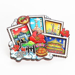 [MS] Wooden Fridge Magnet Magnetic Paste Shanghai Hangzhou Shenzhen Chengdu Lijiang Changsha Xiamen Sanya Xian Tourist Souvenir