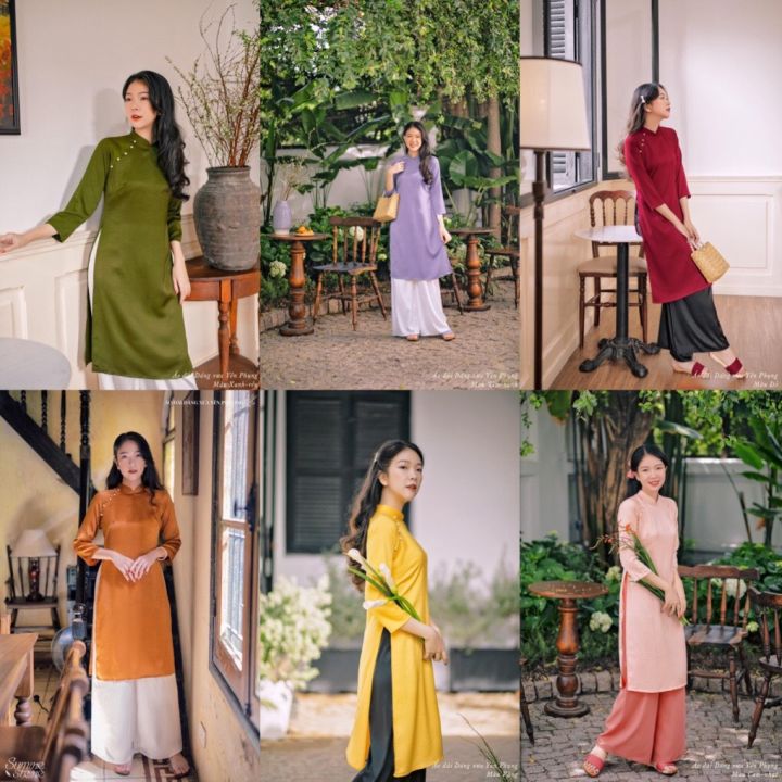 Áo dài dáng suông, áo dài dáng xưa cách tân đính hạt nổi bật, thanh ...