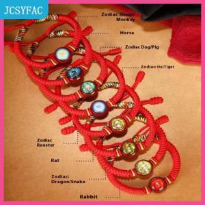 JCSYFAC 12 Zodiac Tám Người bảo trợ thần của sự giàu có benmingfo người bảo trợ smulet dây đỏ dệt tay có thể điều chỉnh tay dây vòng đeo tay