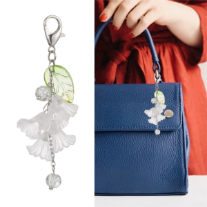 Handmade Acrylic Keyring Flower Leaf Lobster Clasp Keychain Blossom Pendant Key Chain Floral Key Rings Women