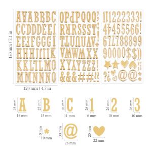 SUNNY BAR 3Sheets Self Adhesive Gold Letter Stickers 3D Waterproof 3D Letter Alphabet Stickers Art Making Gold Color Metallic Decorative Sticker Scrapbooking
