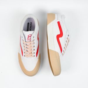 SEPATU PATROBAS CLOUD LOW WHITE RED ( SIZE 35 - 45 ) - Sneakers Canvas Made in Indonesia