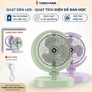 Quạt mini để bàn vầng trăng gấp gọn tích điện sạc USB quạt làm mát 4 cấp gió tích hợp đèn LED. Quạt mini vầng trăng gấp gọn để bàn tích điện sạc USB dung lượng lớn quạt làm mát 4 cấp độ gió kèm đèn LED 3 chế độ