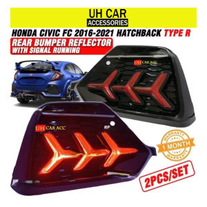 Honda Civic FC 2016 - 2021 Hatchback Type R Fish Bone Design Rear Bumper Reflector With Signal Running