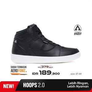 Aerostreet 37-44 Hoops High 2.0 Putih Hitam Hitam - Sepatu Sneakers Casual