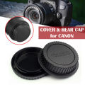 Front Cover & Rear Lens Cap for Canon Penutup Lensa Kamera Tutup Tutupan Pelindung Lensa DSLR Dari Debu Kotoran Lens Protector Kamera Camera Hobi Foto Photo Fotografer Photography s0979 - Hitam. 