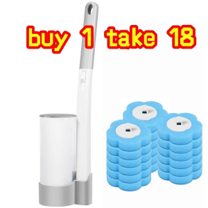 6pcs Disposable Toilet Brush Wall Mounted Toilet Cleaning Brush Toilet Sponge Brush with Replaceable Brush Head 360 Revolving Toilet Brush