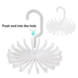 360 Rotating Tie Rack Hanger Holder with Non-Slip Hooks Scarf Hanger Bracelet Necklace Hanger