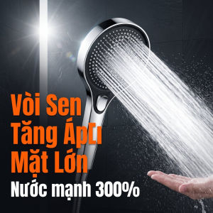 Bát Sen Tắm Tăng Áp Massage Thư Giãn 3 Chức Năng Cầm Tay Vòi Sen Phòng Tắm Mặt Cực To 130mm có Nút Bấm Tiện Lợi Lỗ Thoát Nước Silicon Trị Cặn Bẩn Công Nghệ Phun Sương Khí Động Học Chống Rơi Vỡ Dày Dặn Ren 21mm Phù Hợp Mọi Dây Sen Nhà Tắm