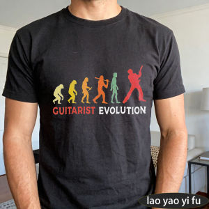 [Local Stock] HBESTY  Rainbow Gradient Human Evolution Print T-Shirt Guitarist Evolution Rock N Roll Quote Men Cotton Crew Summer Band Weekend Outfit