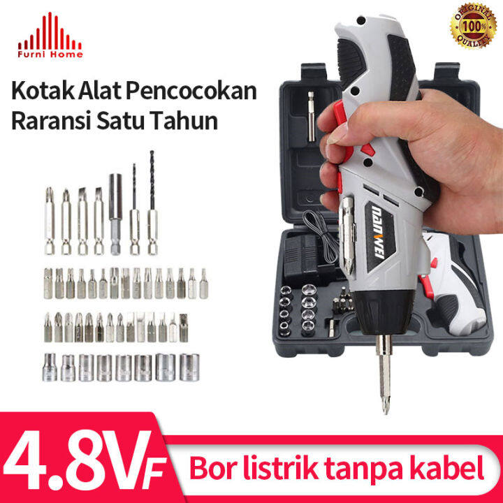 Eelic Mesin Obeng Listrik Bor Baterai Tangan Tanpa Kabel Cordless Screwdriver Mata Setmesin 2208