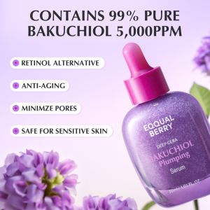 EQQUALBERRY Sensitive Skin Special Bakuchiol Serum 30ml 99% Plant Retinol Ceramide Barrier Strengthening Wrinkle Reducing Pore Refining Low Irritation Anti-Aging Repair Serum