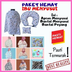 PAKET Menyusui TERMURAH Isi Bantal Menyusui Bayi + Apron Menyusui + Bantal Peyang Bayi