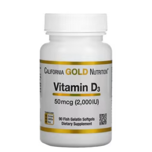 California Gold Nutrition Vitamin D3 50/125mcg (2000/5000 IU) 90 Softgels