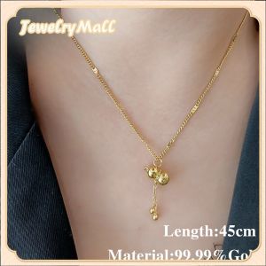 24K Saudi Gold Pendant Necklace Nasasangla Pawnable 100% Original Lucky Gourd Tassel Charm for Women Gift Elegant Jewelry Hypoallergenic Non Tarnish – Philippines Hot Sale