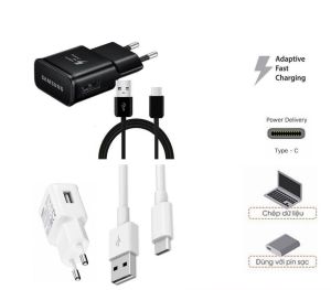 Bộ Sạc SamSung - Củ + Cáp USB To TypeC ( 2 Màu Trắng - Đen ) - Ổn Định Sạc Nhanh Cho Dòng Galaxy SS - K Hộp