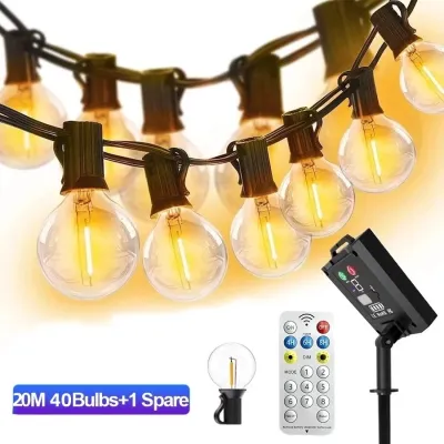 Powdeom G40 Raya Lights New Year Solar String Lights Outdoor Waterproof 8 modes Patio Fairy Deepawali Decorative lamp 7M/10M/15M/20M
