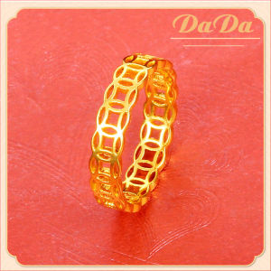 ของแท้ 18k ทองแข็งแหวนผู้หญิงเหรียญนําโชคเครื่องประดับหมั้นสําหรับของขวัญของภรรยา
