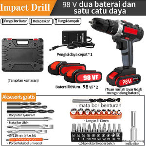 198Vf Bor baterai / Bor Tanpa Kabel / Bor Listrik 108Vf / Bor Listrik Set / Bor Tangan Listrik / Bor baterai